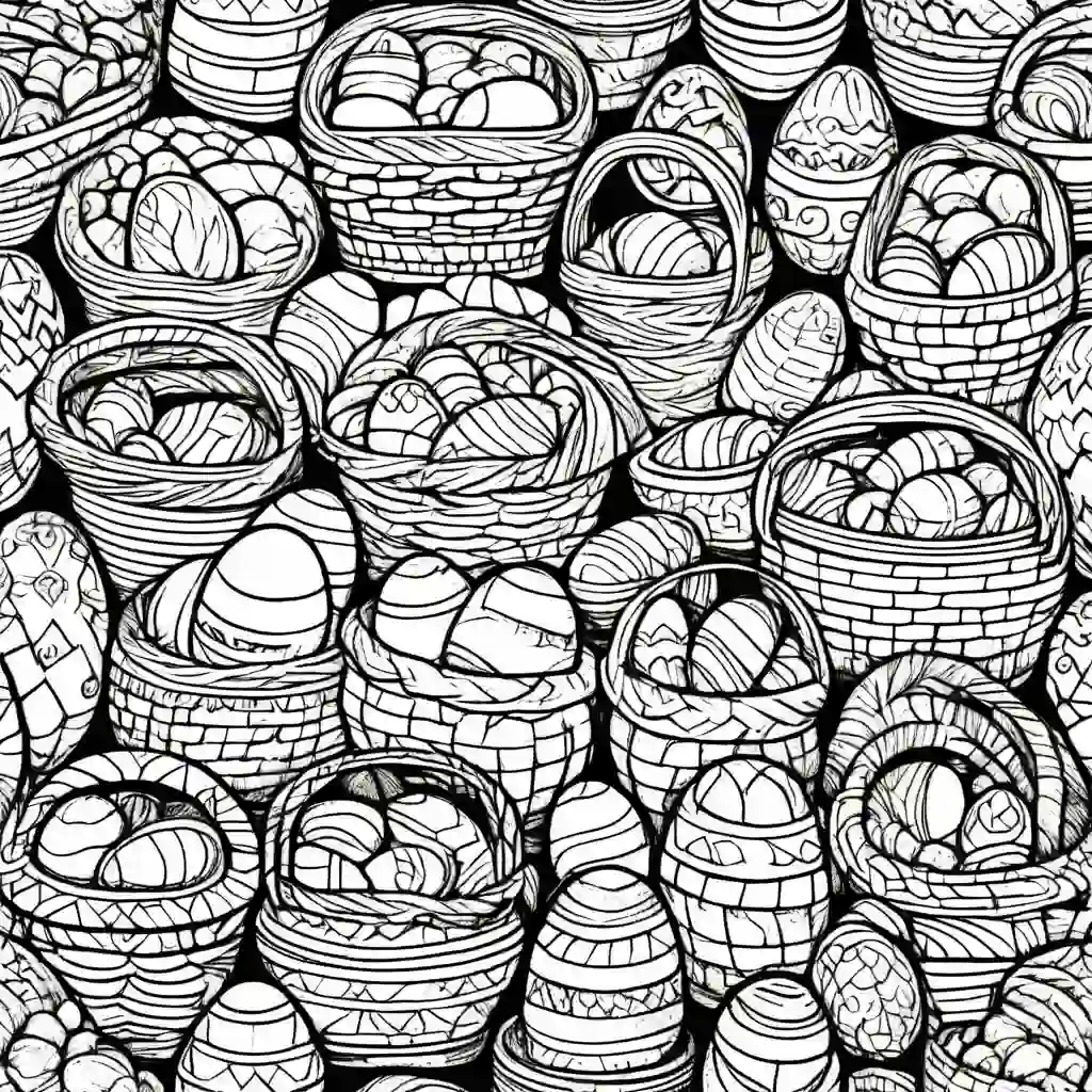 Baskets for Easter coloring pages